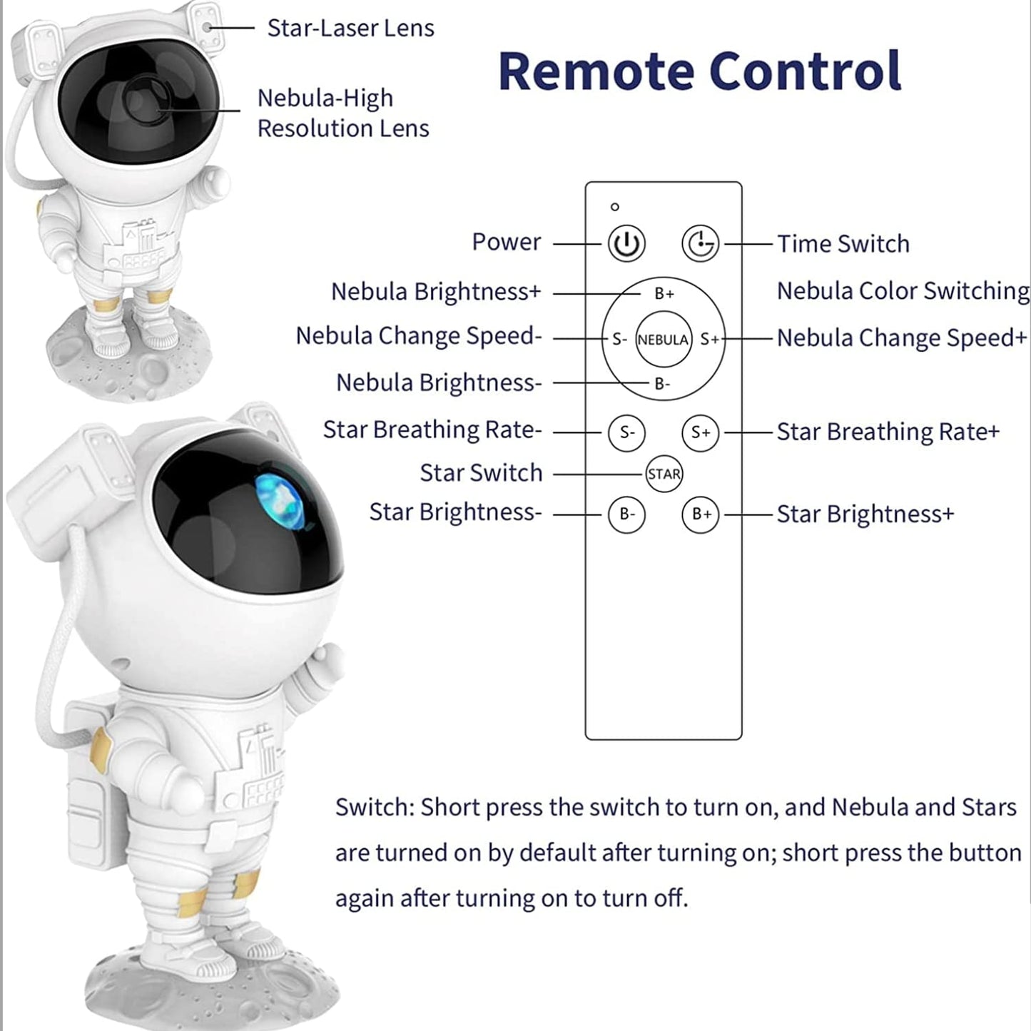 Astronaut Space Projector With Remote For Kids