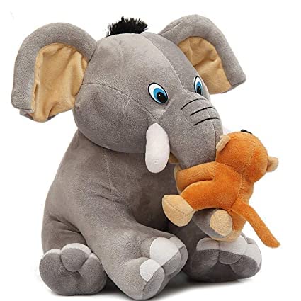 Elephant With Monkey Soft Toy For Kids