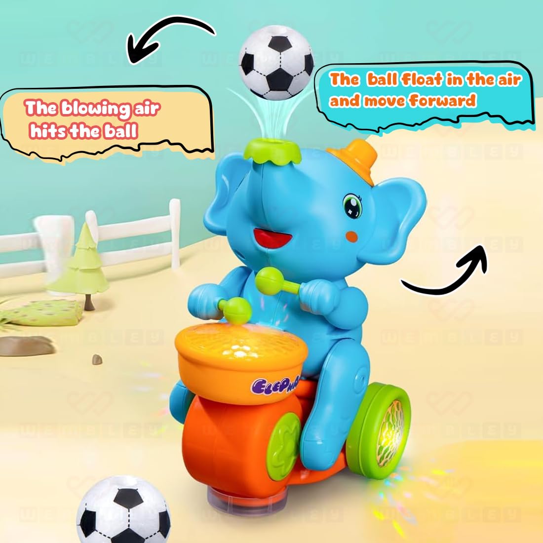 Musical Elephant With Ball For Kids