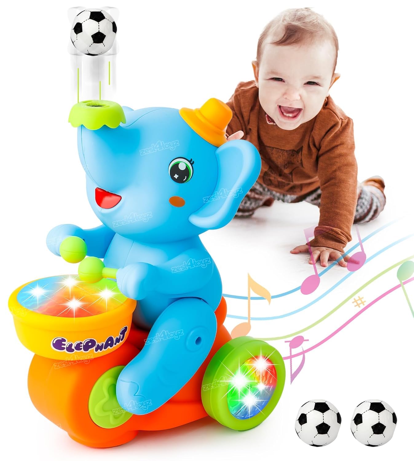 Musical Elephant With Ball For Kids