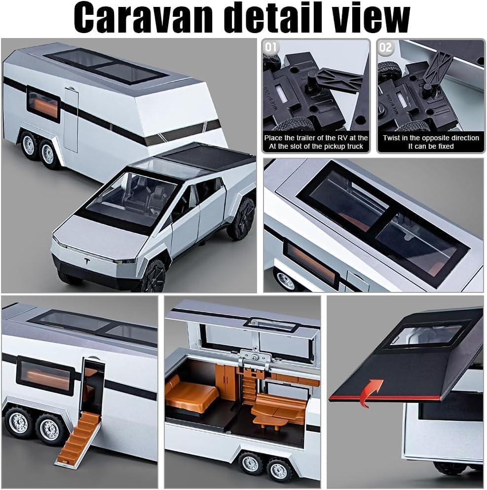 Tesla Cyber truck Toy With Pickup Trailer